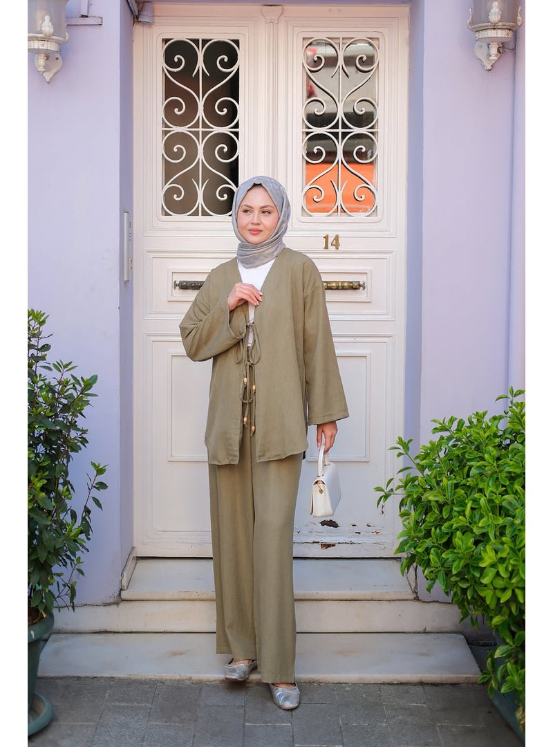 Locco Moda Ön Bağlama Detaylı Takım Küf Yeşil