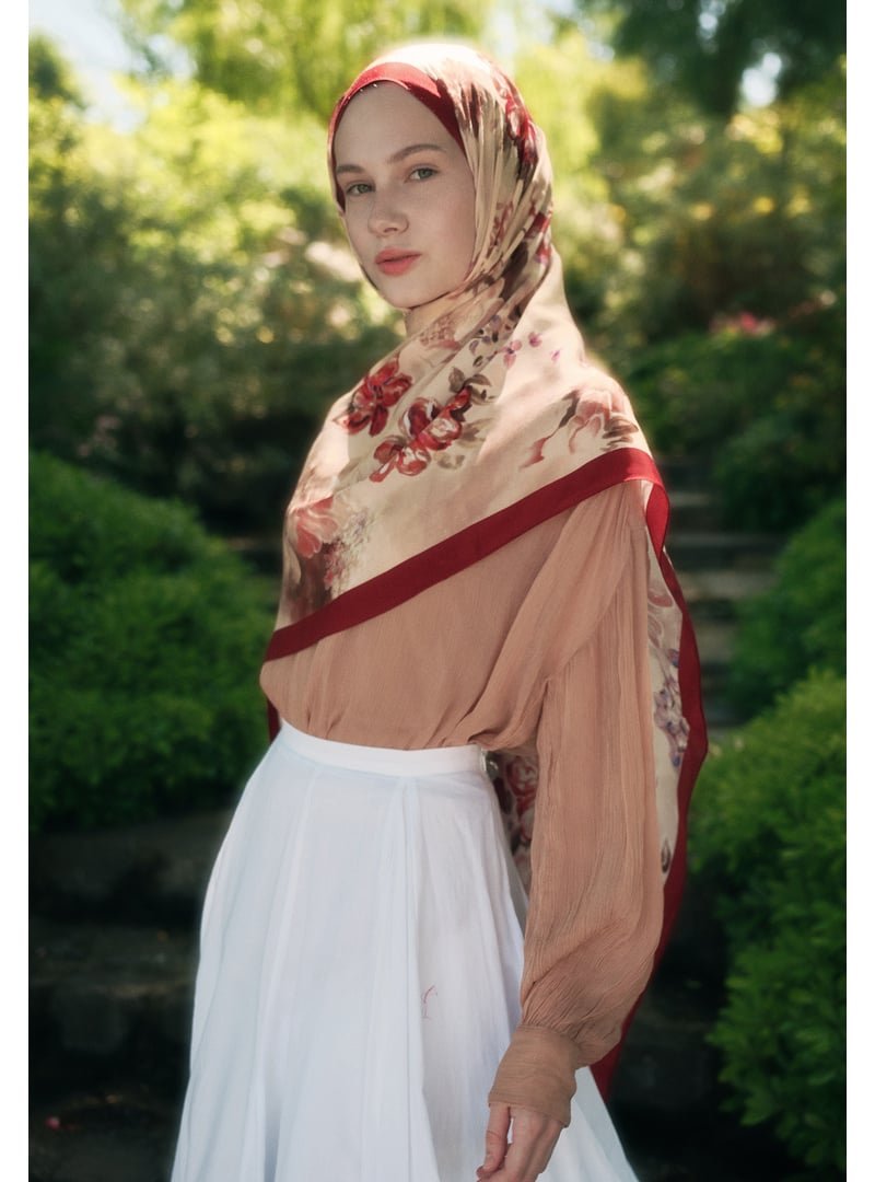 FRESHSCARFS Kırmızı Peony Harmony Floş Viskon Şal