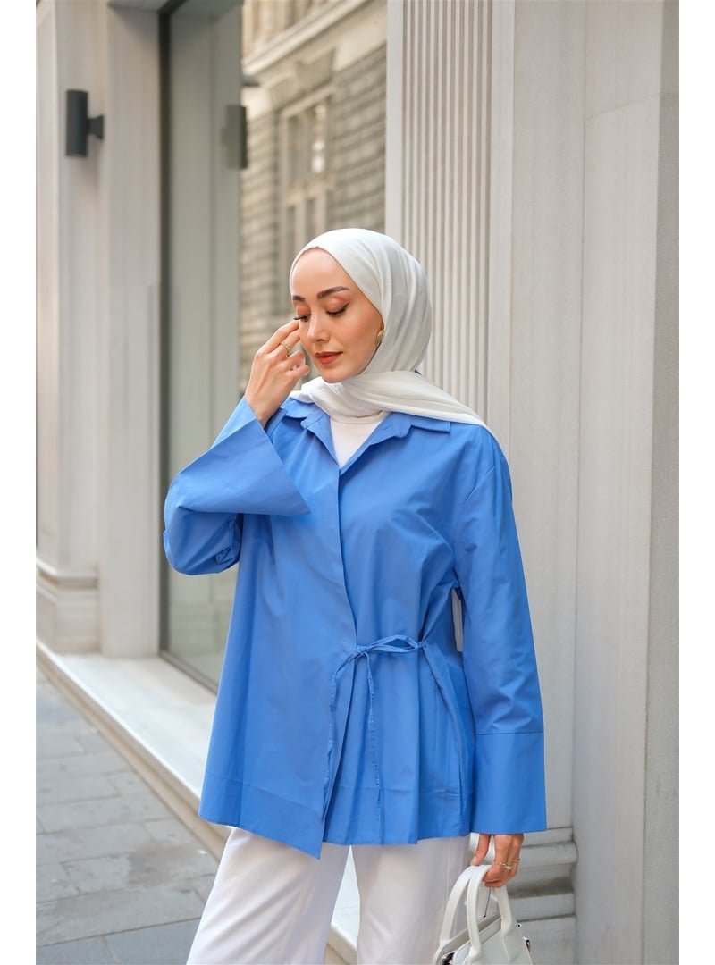 Locco Moda Mavi Yandan Bağlamalı Gömlek
