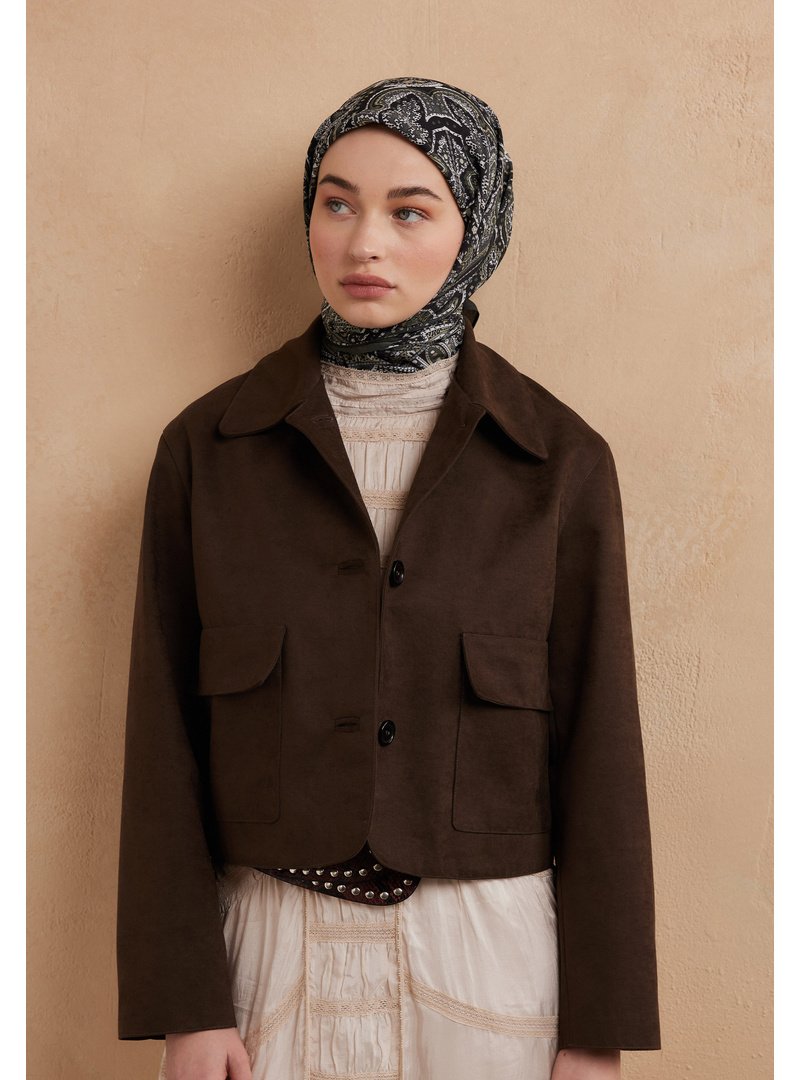 FRESHSCARFS Orman Yeşili Helene Desen Pamuk İpek Eşarp