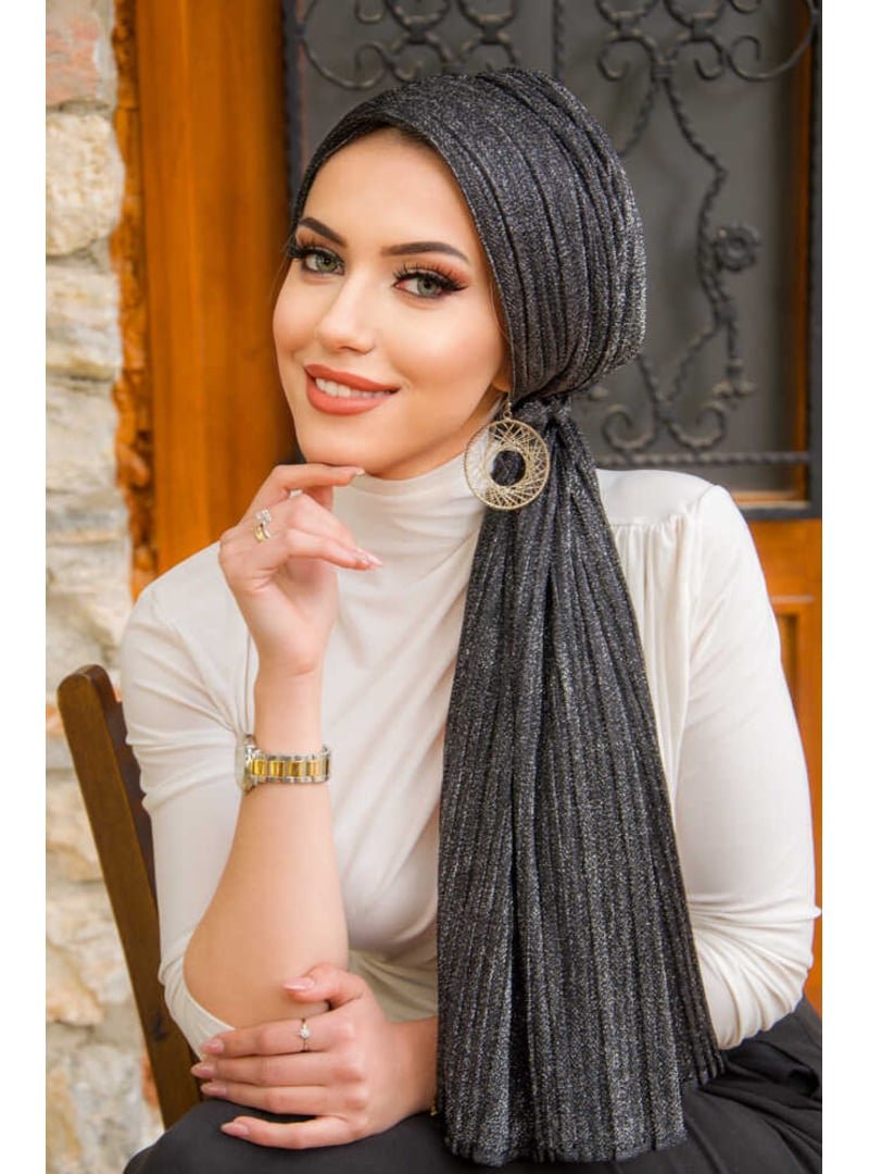 AİŞE TESETTÜR Piliseli Kelebek Model Bantlı Abiye Bone Şal