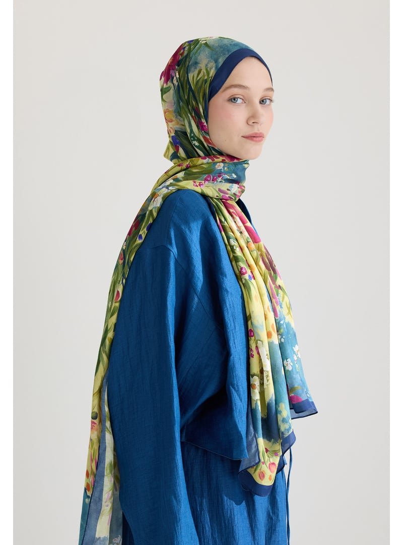 FRESHSCARFS İndigo Sweet Garden Floş Viskon Şal