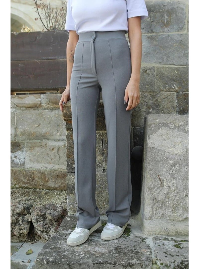 Volt Clothing Gri Likralı Geniş Paça Pantolon