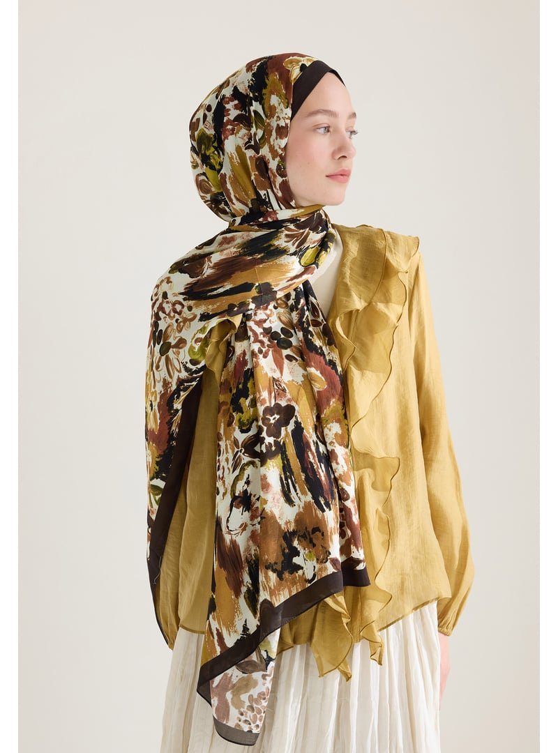 FRESHSCARFS Acı Kahve Vınnıe Floş Viskon Şal