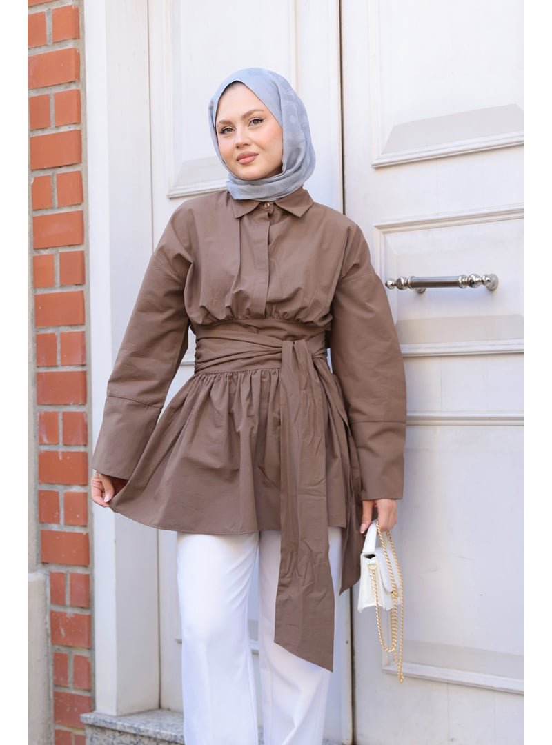 Locco Moda Kahverengi Bali Poplin Gömlek