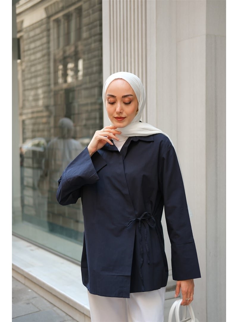 Locco Moda Lacivert Yandan Bağlamalı Gömlek Koyu