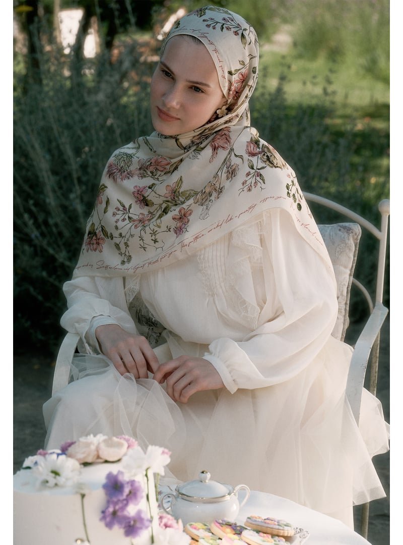 FRESHSCARFS Pembe Garden Joy Floş Viskon Şal Soft