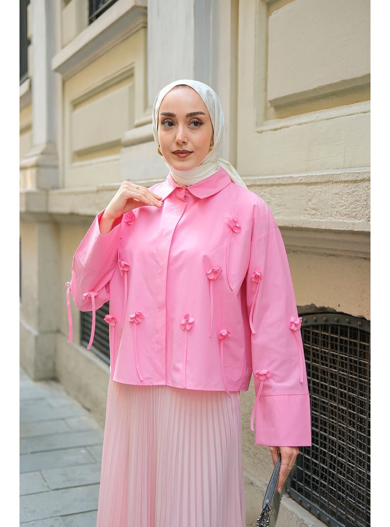 Locco Moda Pembe Çicek Desenli Gömlek