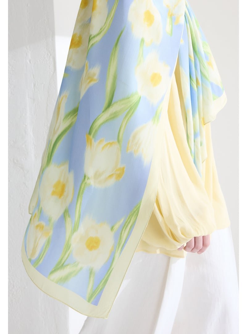 FRESHSCARFS Irıs Garden Floş Viskon Şal Tereyağı