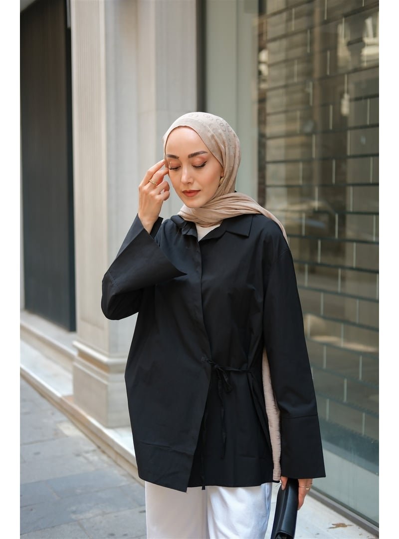 Locco Moda Siyah Yandan Bağlamalı Gömlek