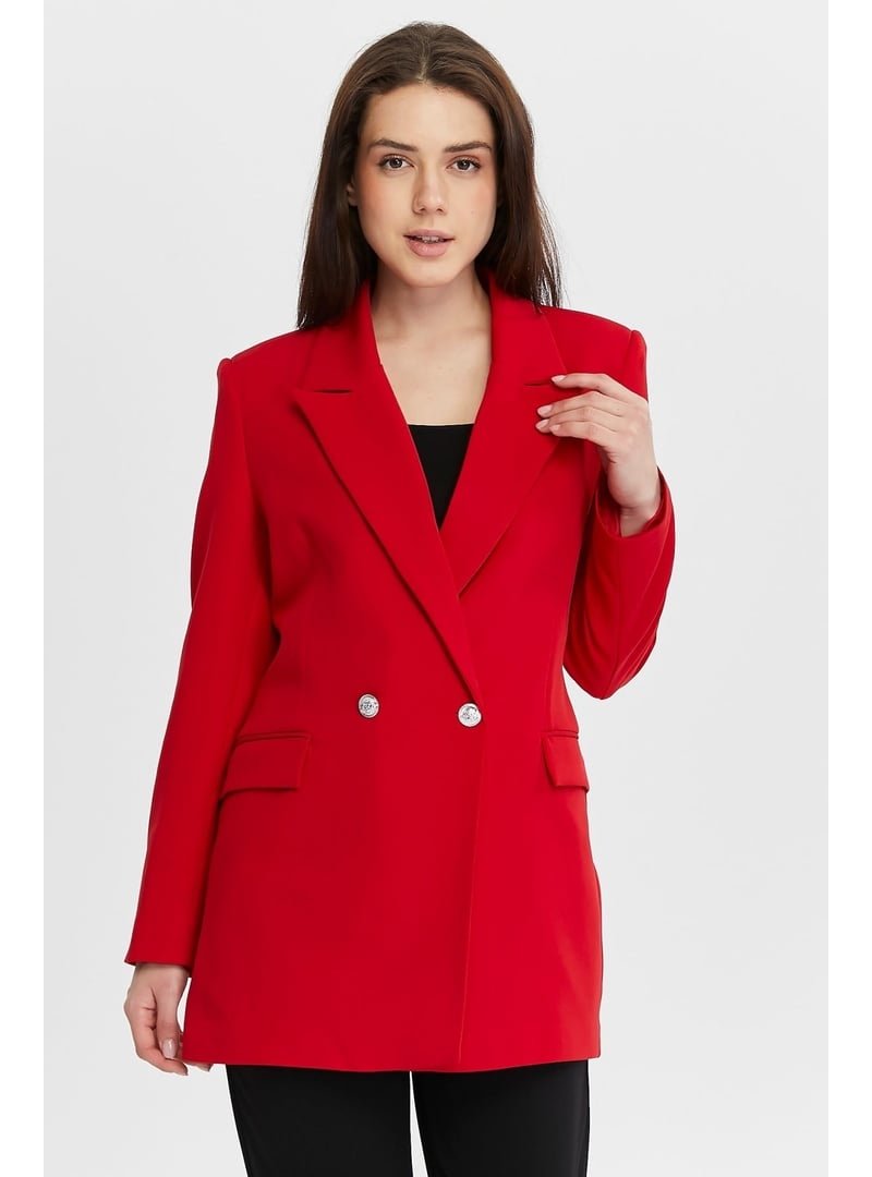 Bolivente Kırmızı Oversize Dokuma Blazer Ceket