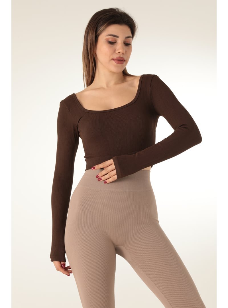 DoReMi Seamless Straplez Uzun Kollu Fitilli Büstiyer K.kahve