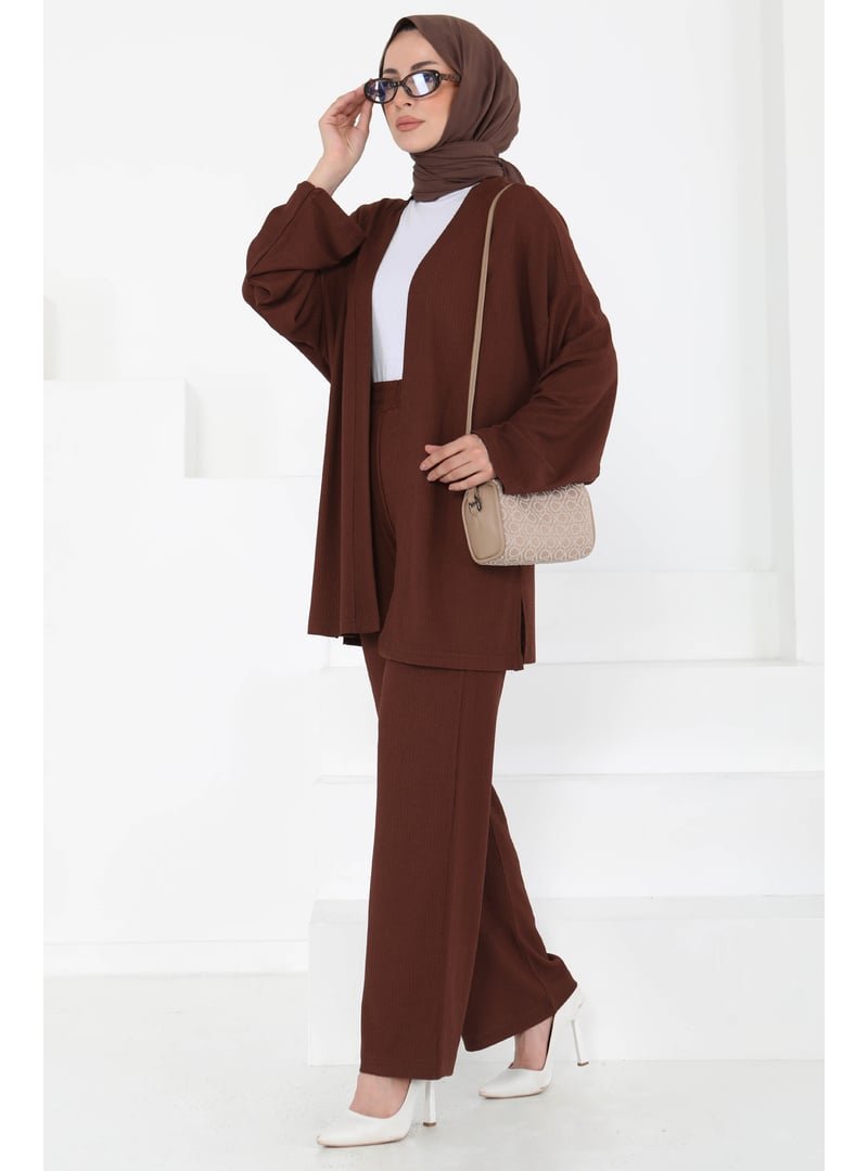 Tofisa Kahve Cepli Kimono Takım