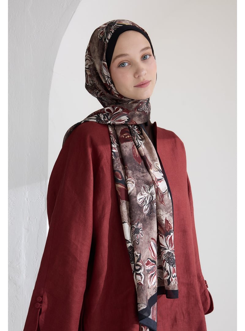 FRESHSCARFS Siyah Jasmıne Floş Viskon Şal