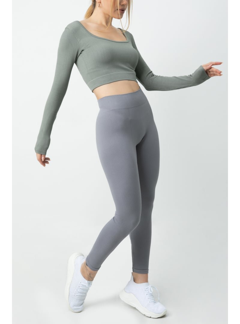 DoReMi Seamless Straplez Uzun Kollu Fitilli Büstiyer Haki