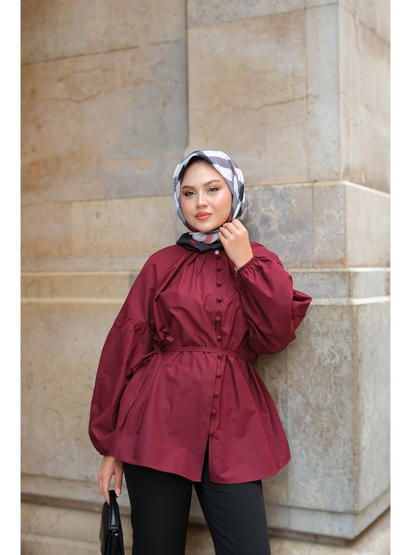 Locco Moda Bordo Brit Düğme Detaylı Gömlek