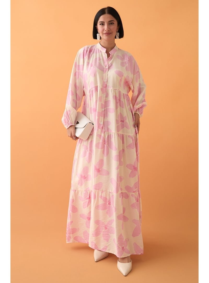 InStyle Kardelen Çiçeği Pembe Mango Elbise