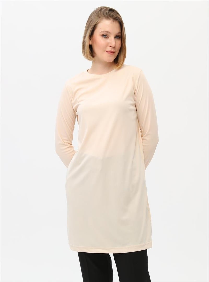 Bwest Krem Doğa Sade Basic Tunik