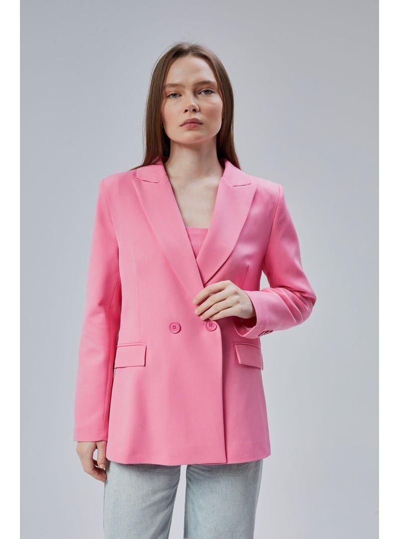 Bolivente Pembe Salaş Kesim Astarlı Dokuma Blazer Ceket