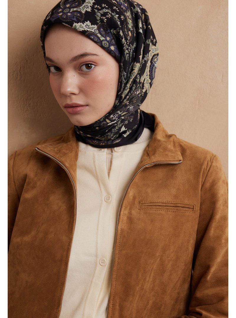 FRESHSCARFS Acı Kahve Enya Desen Pamuk İpek Eşarp