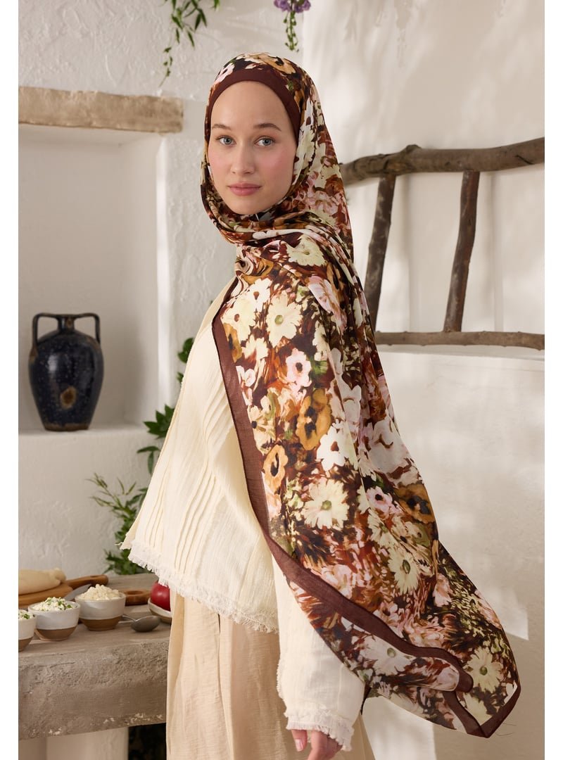FRESHSCARFS Bordo Beauty Blossom Desen Rami Şal