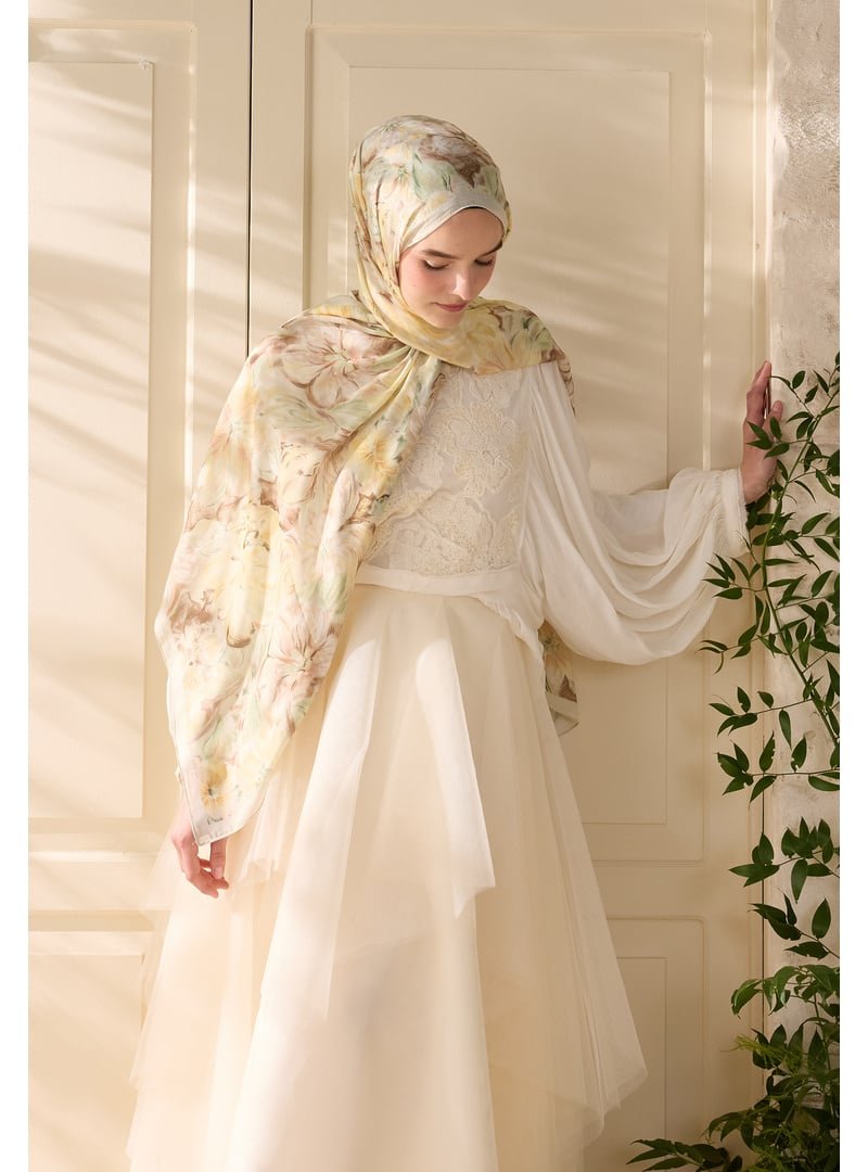 FRESHSCARFS Pure Flora Desen Rami Şal Tereyağı