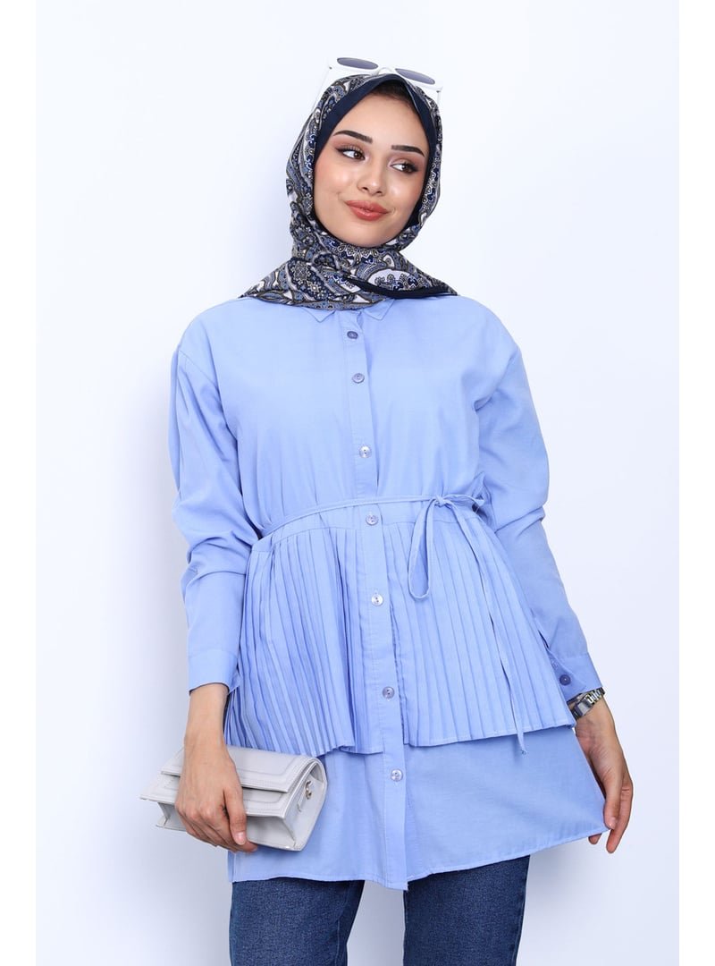 İmaj Butik Bebe Mavi Yan Bağlamalı Poplin Tunik
