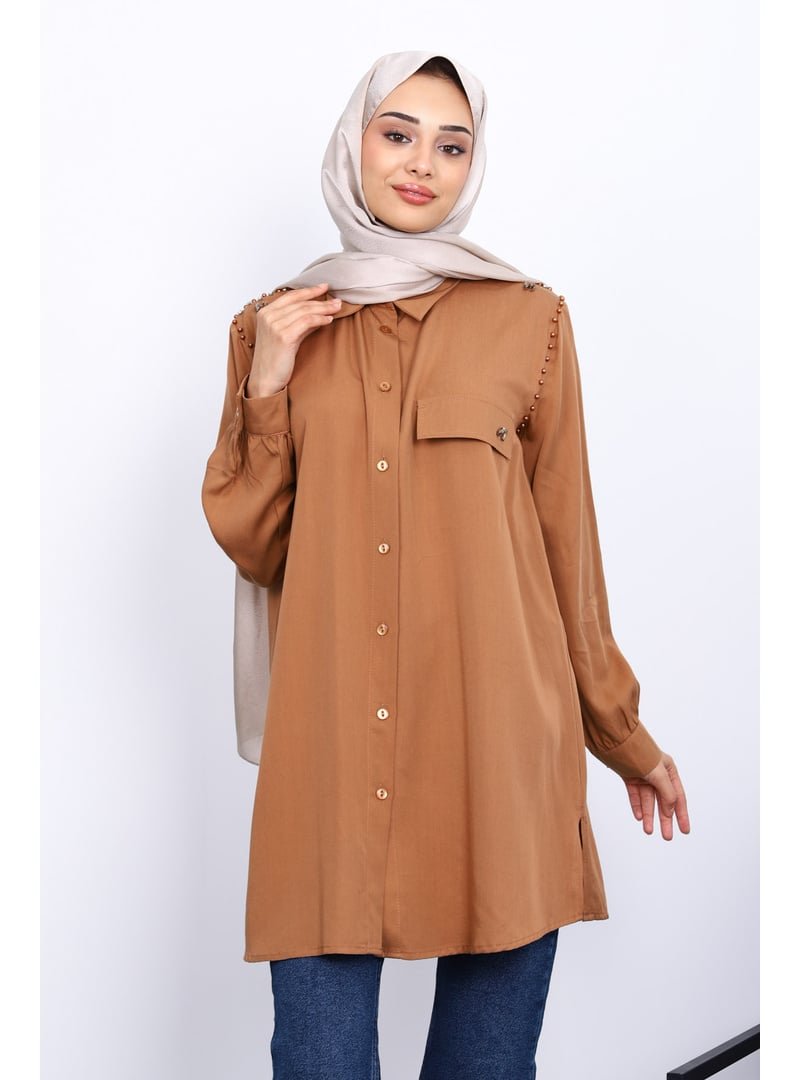 İmaj Butik Camel Omuzları İncili Tunik
