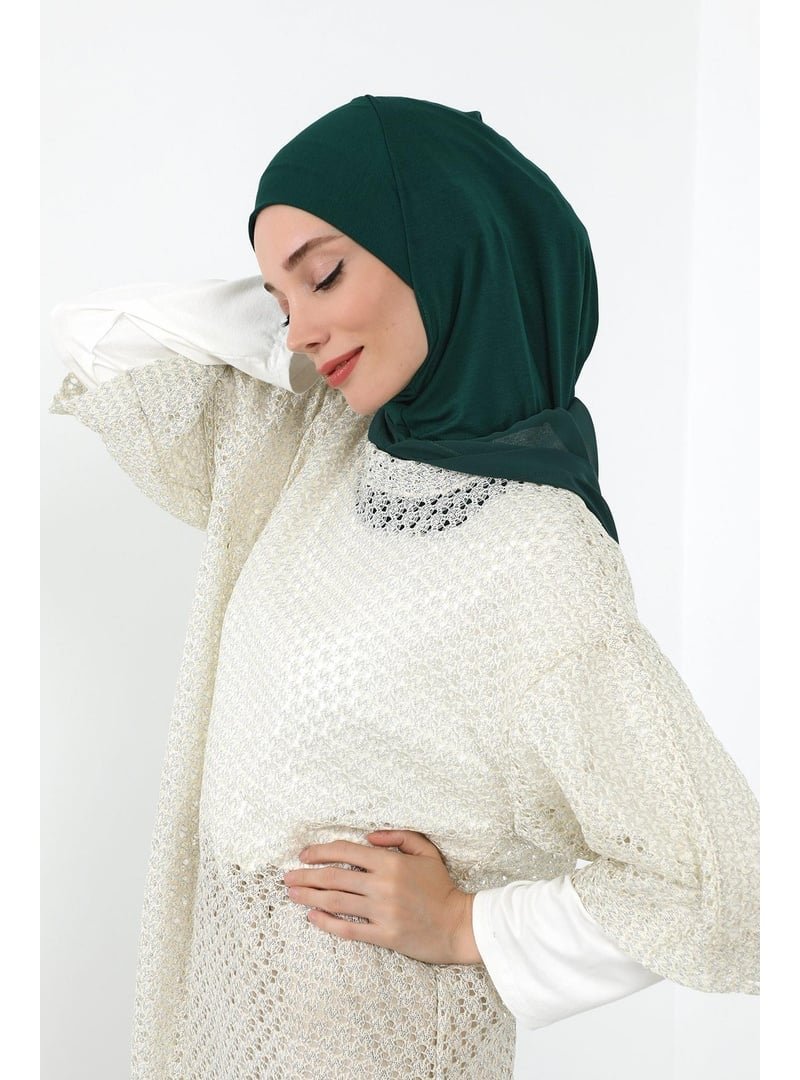 Aisha`s Design Yeşil Boyun Kapatıcı Özellikli Şifon Kapüşonlu Penye Bone,b