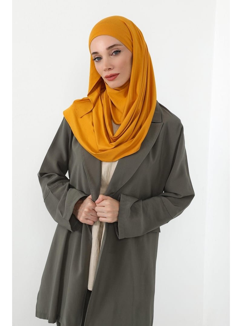 Aisha`s Design Hardal Boyun Kapatan Peçe Özellikli Penye Boneli Şal,ps