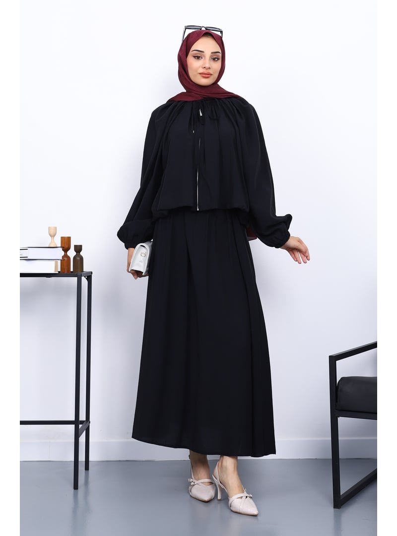 İmaj Butik Siyah Ceket Etekli Modal Takım
