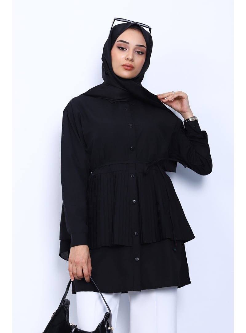 İmaj Butik Siyah Yan Bağlamalı Poplin Tunik