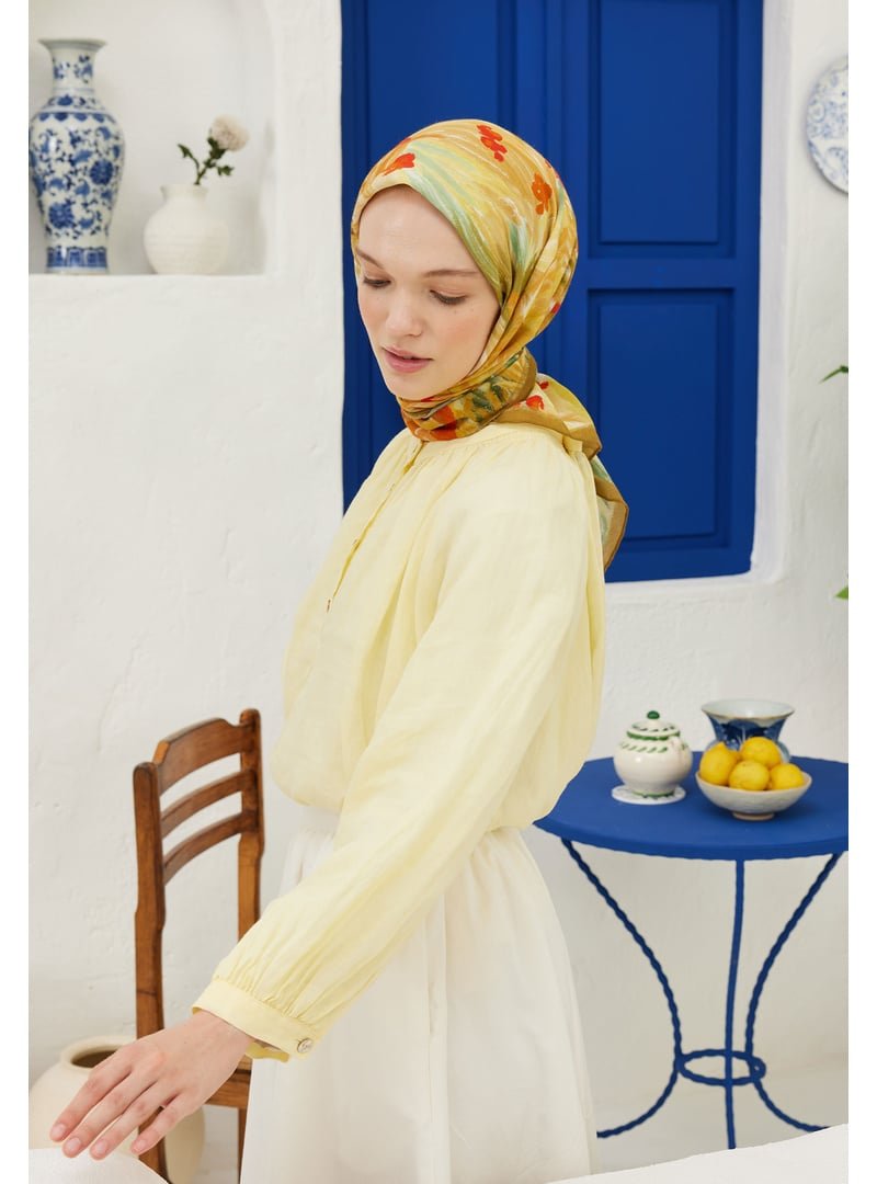 FRESHSCARFS Turuncu Summer Sunset Desen Pamuk Vual Eşarp