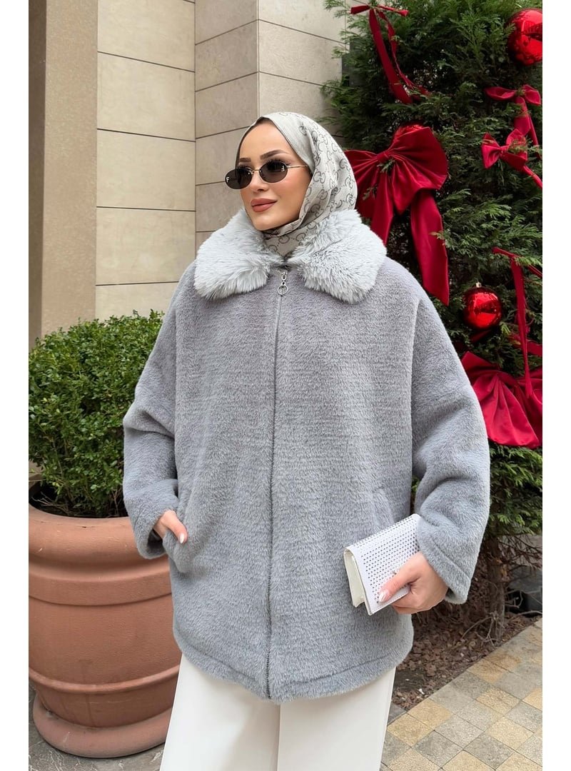Melike Tatar Angora Kürk Yaka Kaban
