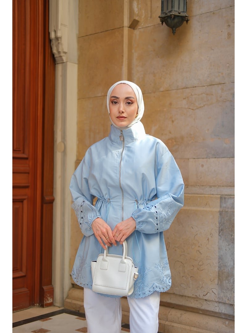 Locco Moda Mavi Nakış Detaylı Ceket