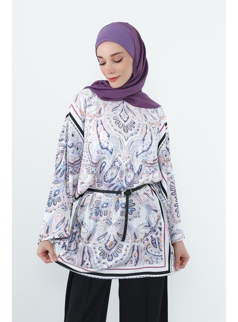 Aisha`s Design Mor Boyun Kapatan Penye İç Boneli Krep Şal,ps