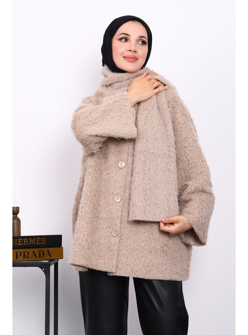 İmaj Butik Vizon Atkılı Detaylı Düğmeli Angora Ceket İmaj Butik Vizon Atkılı Detaylı Düğmeli Angora Ceket