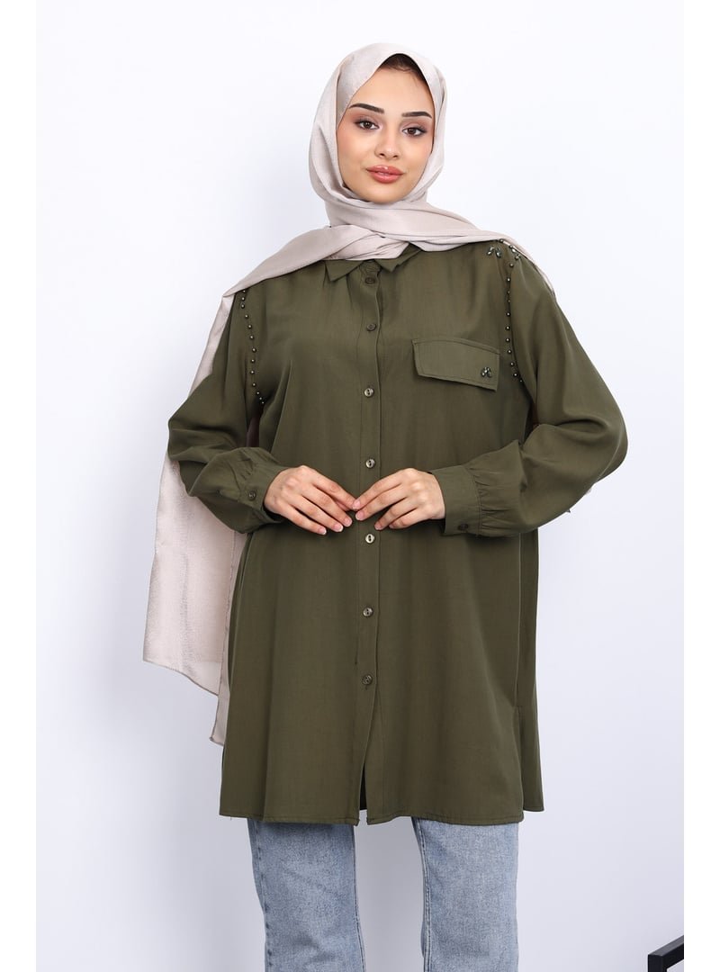 İmaj Butik Haki Omuzları İncili Tunik