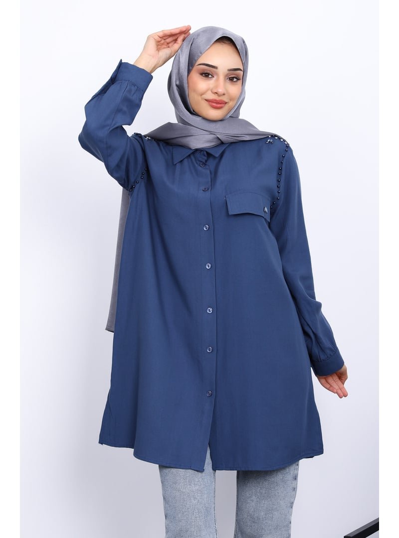 İmaj Butik İndigo Omuzları İncili Tunik