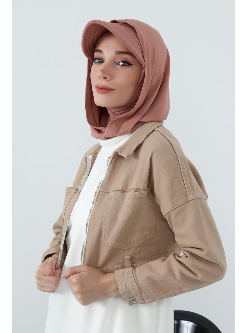 Aisha`s Design 88p Kapiçino Siperlik Ve Kapatıcı Özellikli Penye Hazır Bone,b
