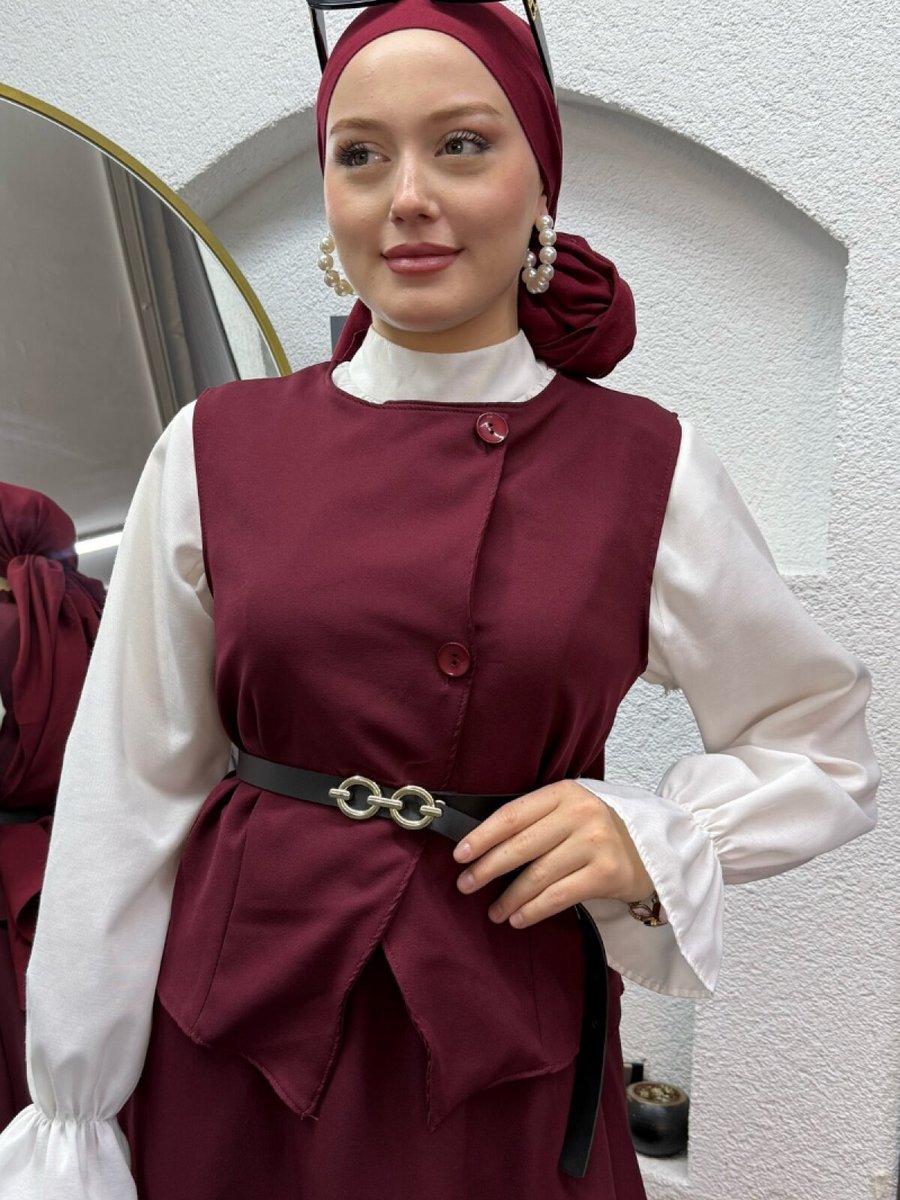 Ensa Tesettür Bordo Nisa İkili Takım