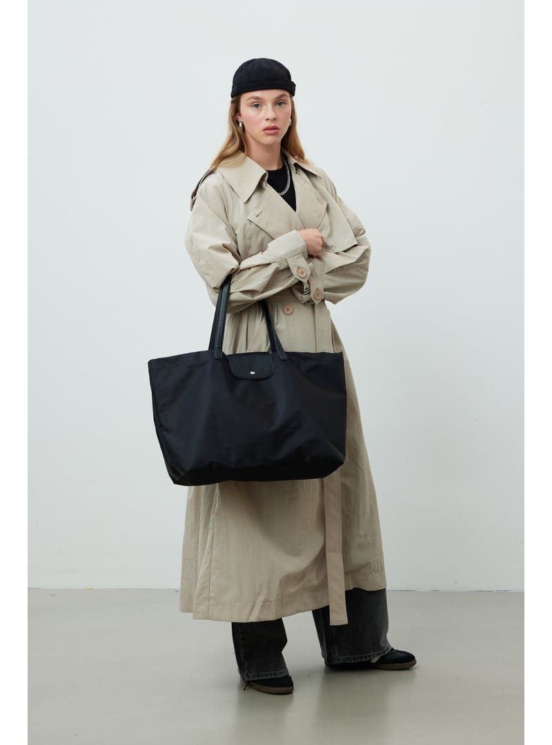 MANUKA Bej Teknik Kumaş Oversize Trenckot