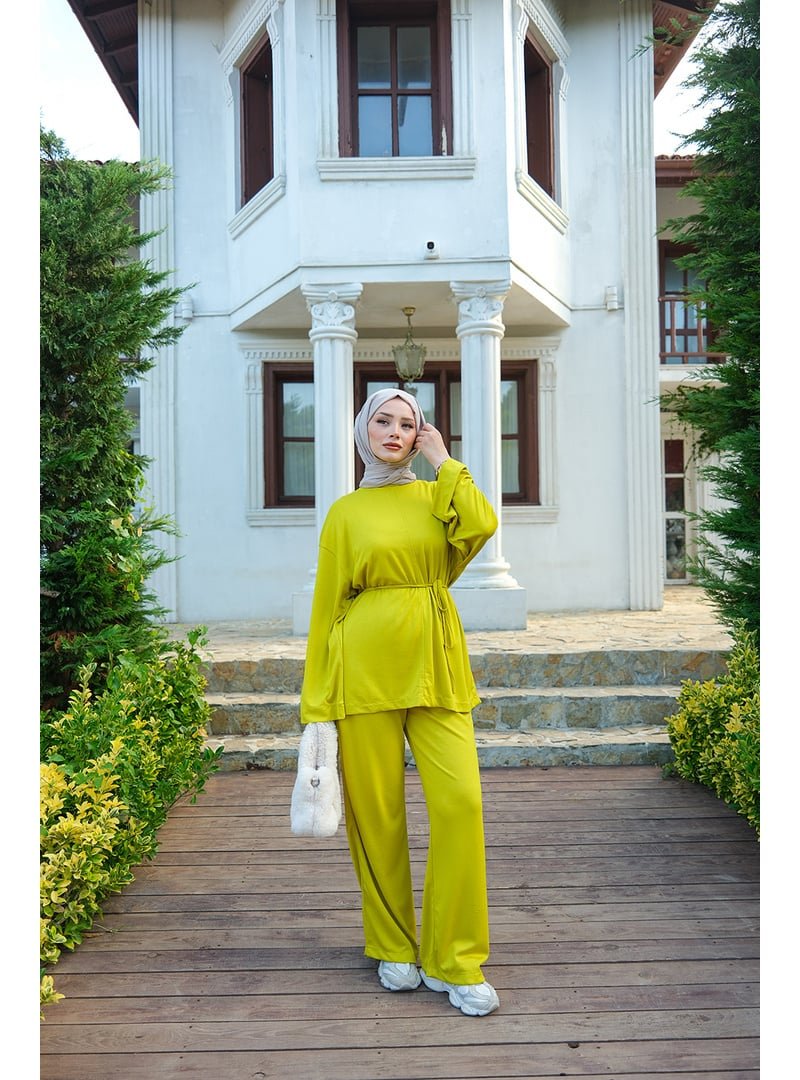 Locco Moda Bel Bağlamalı İkili Takım Yağ Yeşil