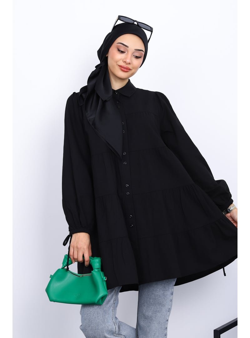 İmaj Butik Siyah Kol Bağcıklı Tunik