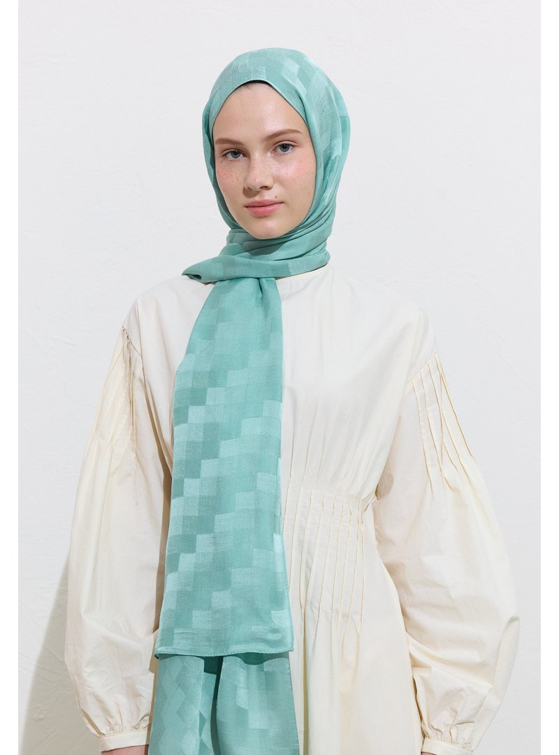 FRESHSCARFS Nori İpeksi Jakar Şal Deniz Köpüğü