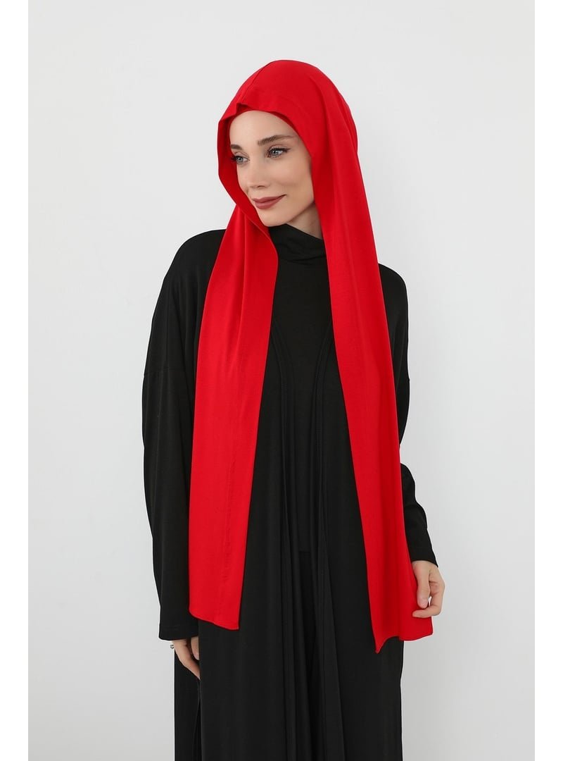 Aisha`s Design Kırmızı İç Boneli Hazır Penye Şal,ps