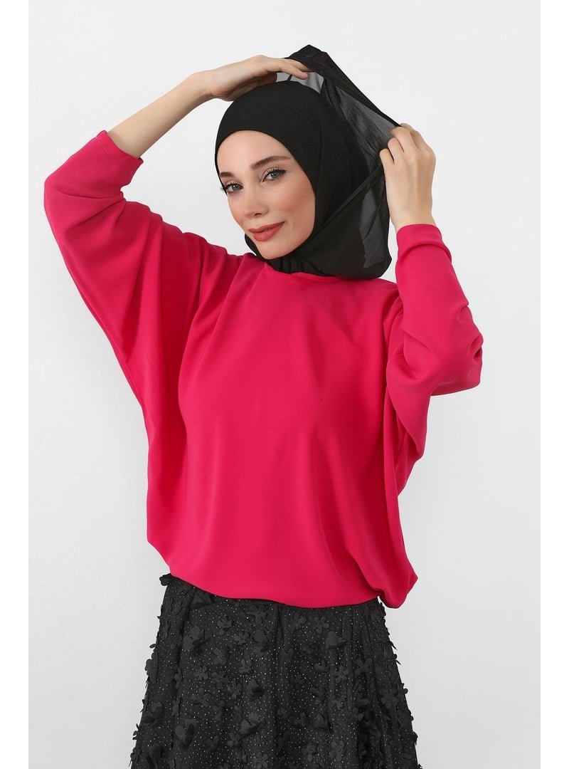 Aisha`s Design Siyah Boyun Kapatıcı Özellikli Şifon Kapüşonlu Penye Bone,b