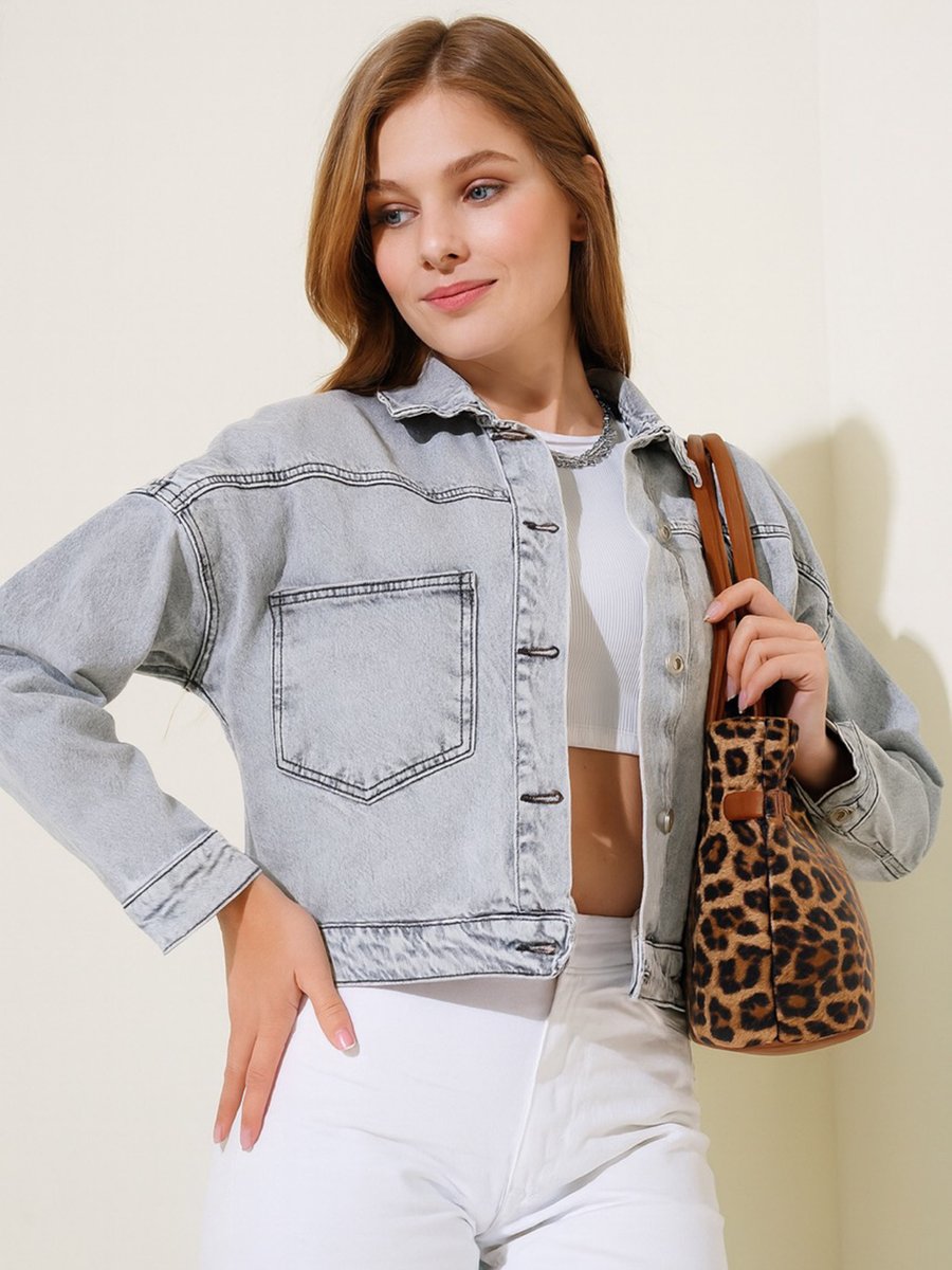 DEDEMAX Gri Denim Ceket