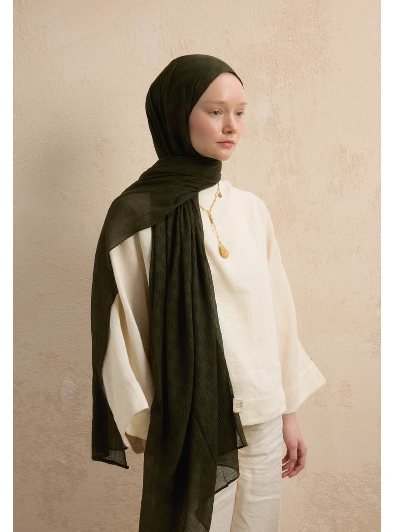 FRESHSCARFS Modal Damalı Şal Asker Yeşili