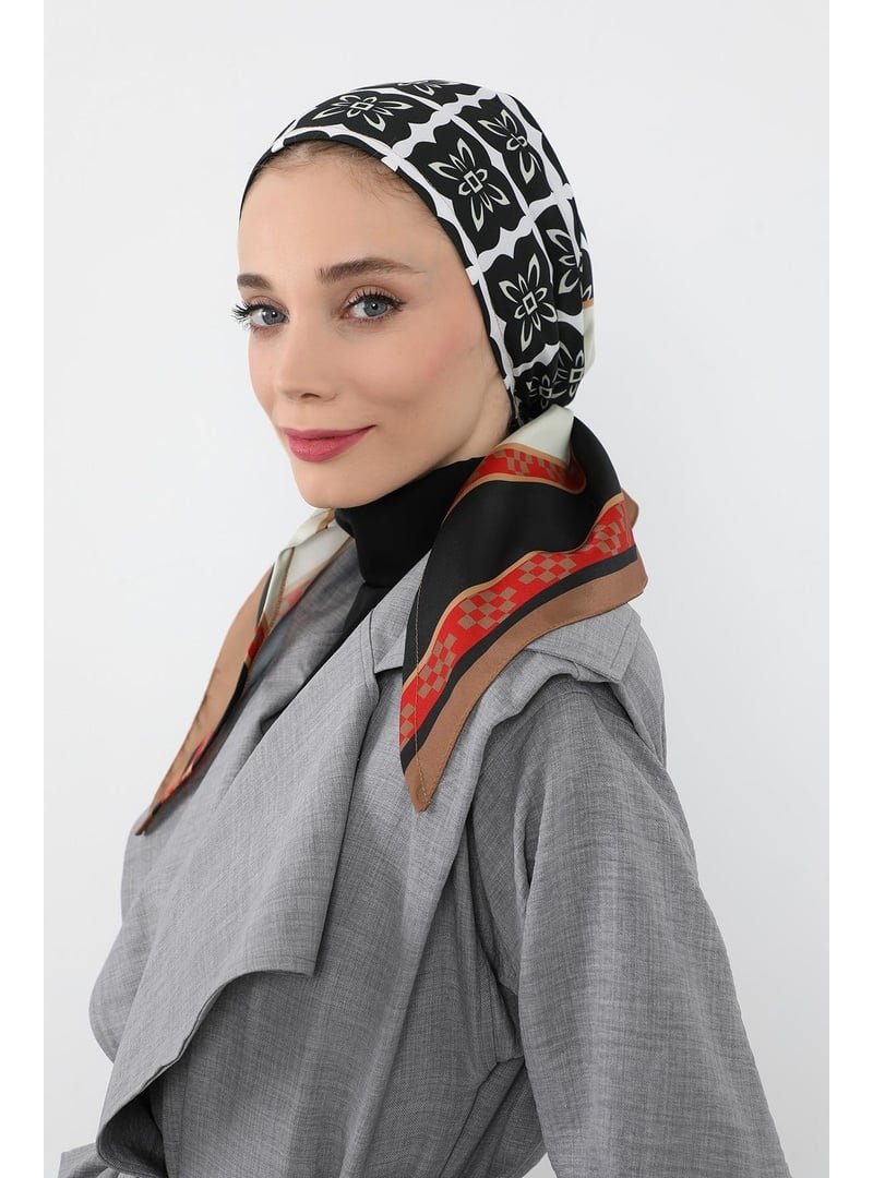 Aisha`s Design Desen V1 Arkadan Bağlanabilir Desenli Saten Bone Türban,db